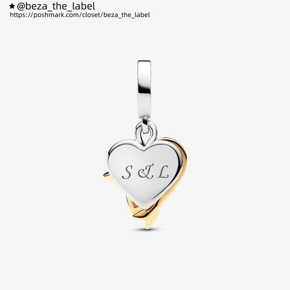 Pandora Engravable Heart & Arrow Double Dangle Charm - Picture 2 of 6